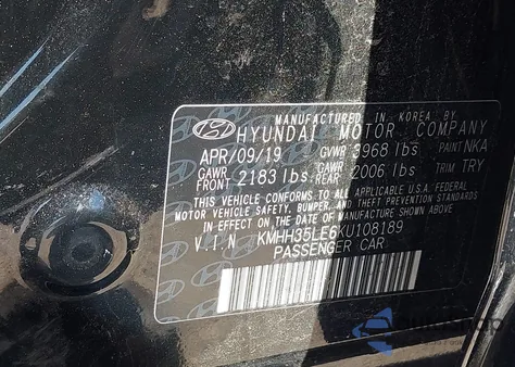 2019 Hyundai Elantra Gt from USA, damaged, VIN KMHH35LE6KU108189